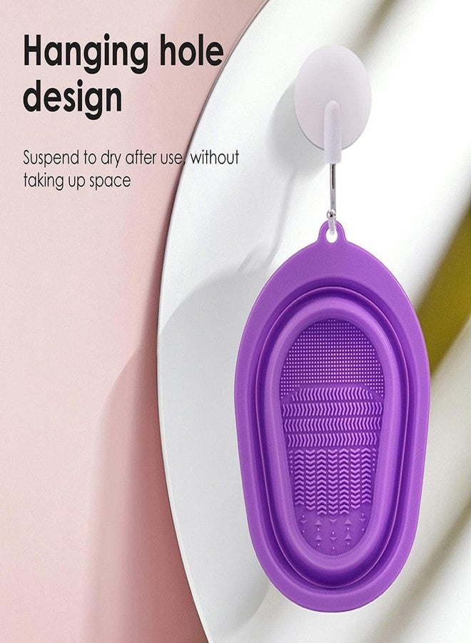BSITFOW Soft and Durable Silicone Cosmetic Cleaner Pad, Makeup Brush Cleaning Mat, Foldable Makeup Brush Cleaning Bowl, Portable Washing Tool Scrubber with 4 Textures - Image 5