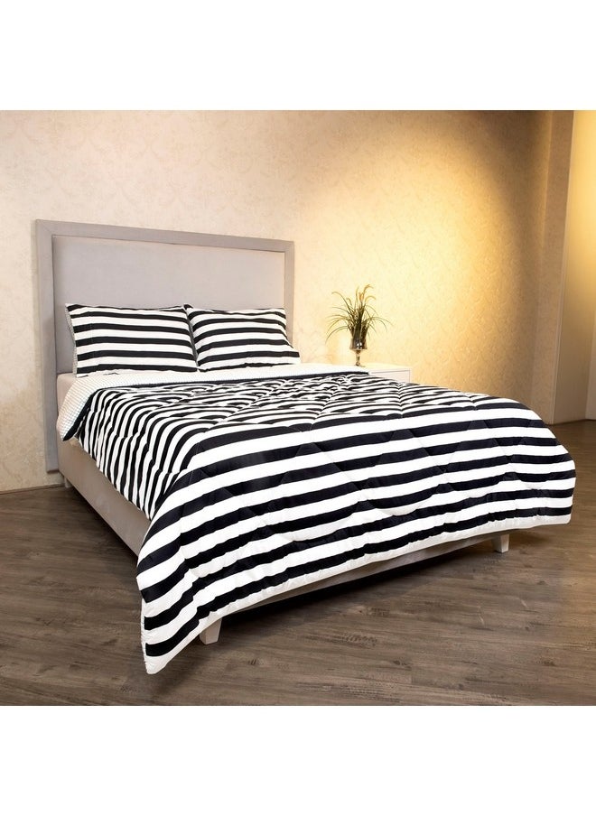 Home Box Malta 3-Pieces Stripe Printed Cotton Queen Comforter Set 240 x 200 cm  - Image 3