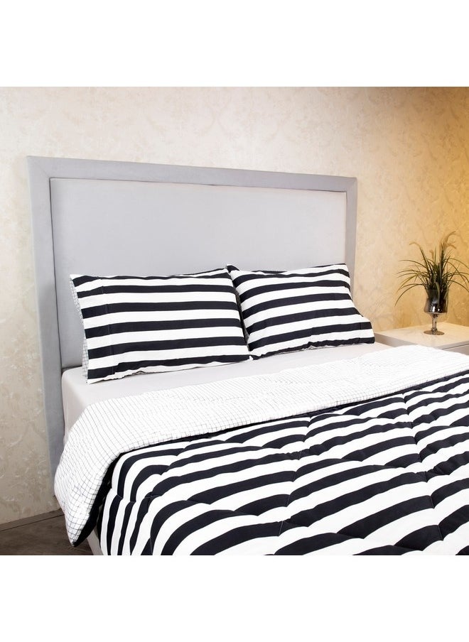 Home Box Malta 3-Pieces Stripe Printed Cotton Queen Comforter Set 240 x 200 cm  - Image 5