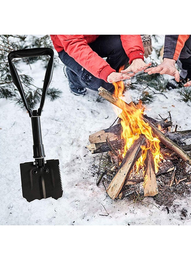 توبيز مجرفة توبـي متعددة الوظائف قابلة للطي للبقاء على قيد الحياة، أداة حفر فولاذ كربوني عالي الجودة، مجرفة تخييم محمولة للحديقة، الصيد، التنزه، الطوارئ، حافة مسننة BS-303G - Image 2