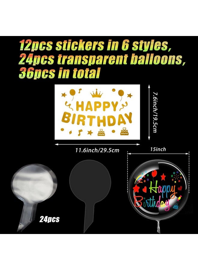 Kasyat 36 Pieces Clear Balloons Diy Transparent Balloons With Birthday Stickers Bobo Balloons For Stuffing Led Light Globos Transparent Stickers Balloons Wedding Party Birthday - Image 3