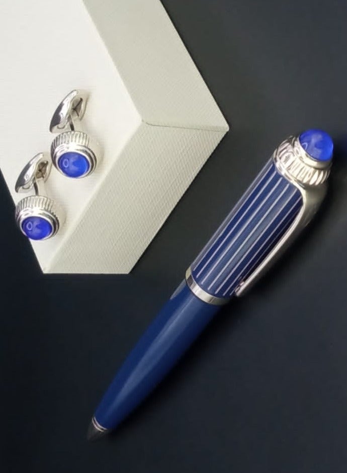 A luxurious and elegant pen and cufflink set with a box