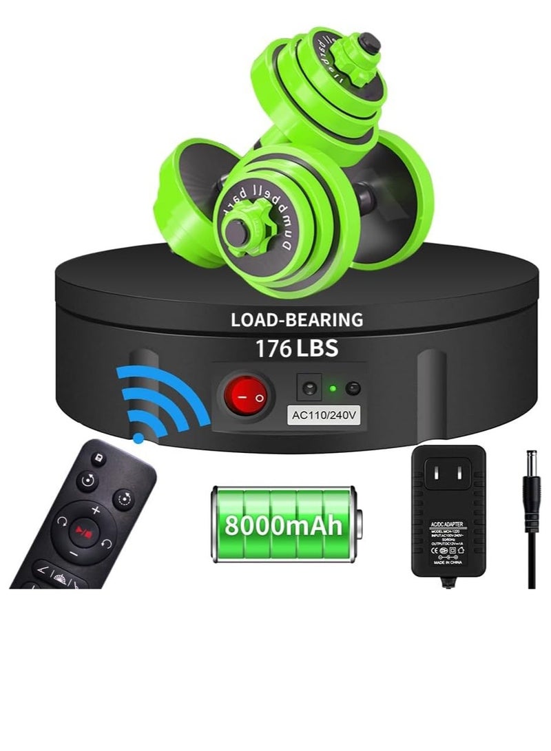 Excefore حامل عرض دوار موتور مدمج، قاعدة دوارة كهربائية بزاوية 360 درجة لعرض منتجات التصوير، عرض فيديو مباشر، التحكم عن بعد بالزاوية، السرعة (أسود، 11.8 بوصة / 176 رطل تحميل، لاسلكي) - Image 1