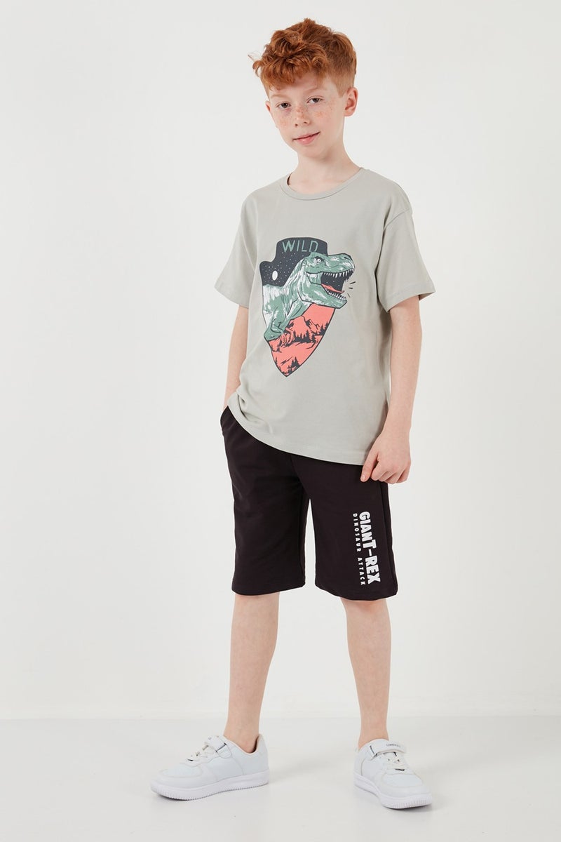 Lela Cotton Regular Fit Crew Neck Top and Bottom Set with Shorts Boy's Suit 6212018 - Image 2
