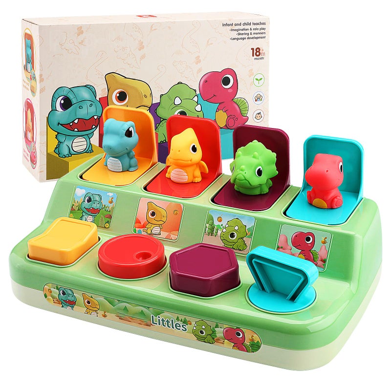 Aiqi Pop Up Animals Toy for Toddlers 918 Months Dinosaur Cause and Effect Toys for Babies 1 Year Old Montessori Sensory Learning Fine Motor Skills Development Gift for Boys Girls No Batteries - Image 2