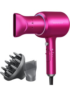wavytalk Wavytalk Hair Dryer with Diffuser Blown Away Ionic Hair Dryer for Curly Hair 1875W Fast Drying Blow Dryer with Ceramic Technology 3 Attachments for All Hair Types Light and Quiet Hot Pink 