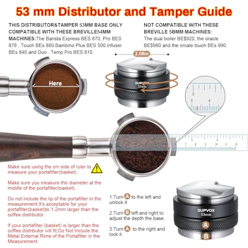 Supvox® Coffee Tamper Double Side Ground Coffee Press Depth Stainless Steel Coffee Tamper Adjustable Espresso Leveler Coffee Accessories Fit for 53mm Portafilterr - Image 2