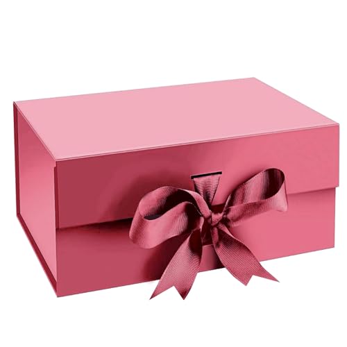 Aakriti Maroon Foldable Rakhi Gift Box Empty Gift Box with Satin Ribbon, Multipurpose Hamper Box Holds upto 5 kg Reuse Gift Boxes for Gift Packing (Medium 24 x 17 x 10 cm, Maroon Matte Finish 5Pcs) - Image 5