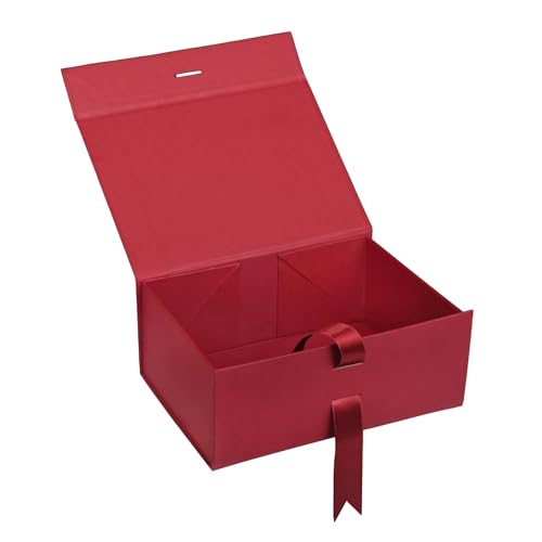 Aakriti Maroon Foldable Rakhi Gift Box Empty Gift Box with Satin Ribbon, Multipurpose Hamper Box Holds upto 5 kg Reuse Gift Boxes for Gift Packing (Medium 24 x 17 x 10 cm, Maroon Matte Finish 5Pcs) - Image 3