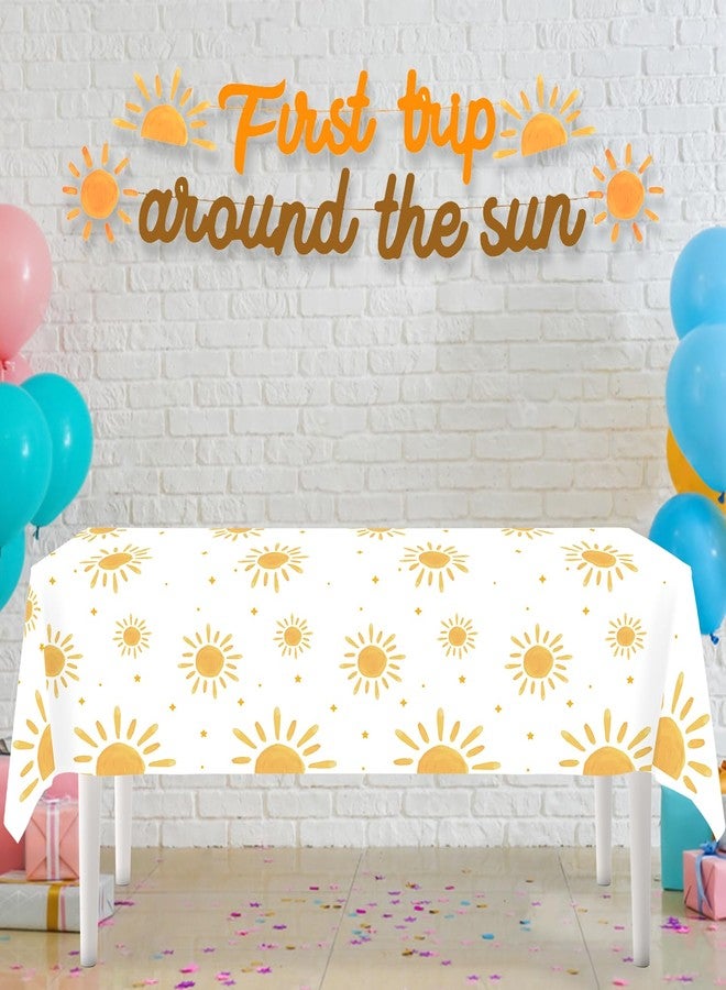 Racenaf First Trip Around The Sun Birthday Decorations - Boho Sun Rainbow 1st Birthday Decorations for Girls and Boy Sun Plates and Napkins Cups Tablecloths Banner Set for Serve 25 Guests, Sunshine Baby - Image 5