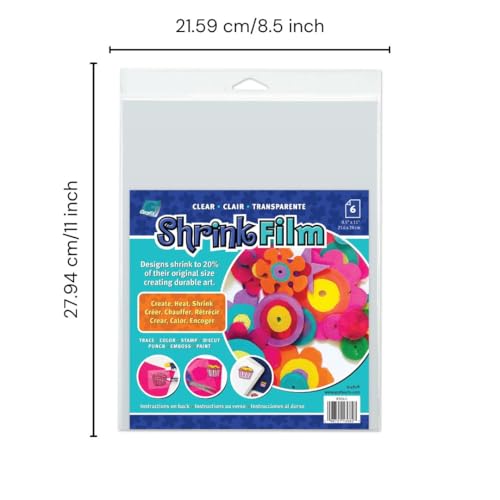 Grafix Shrink Film - Clear Transparent 8.5"x11" Sheets, Design Your Art and Shrink It to Create Jewelry, Embellishments, Paper Crafts, Gift Tags, Ornaments and More, Pack of 6 - Image 3