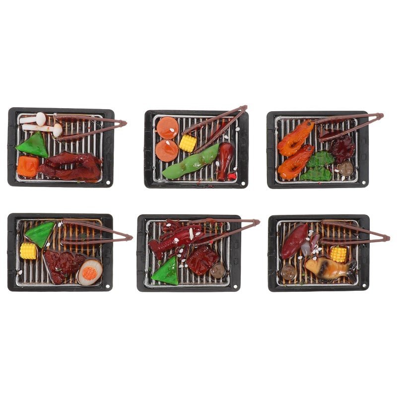 6Pcs Miniature Dollhouse BBQ Toy Set With Simulated Food Models Kitchen Play Accessories - Image 2