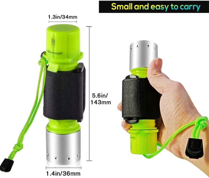 BlueFire 1100 Lumen Scuba Diving Flashlight Waterproof Diving Torch Submarine Diving Safety Lights Underwater Dive Light (Yellow) - Image 2