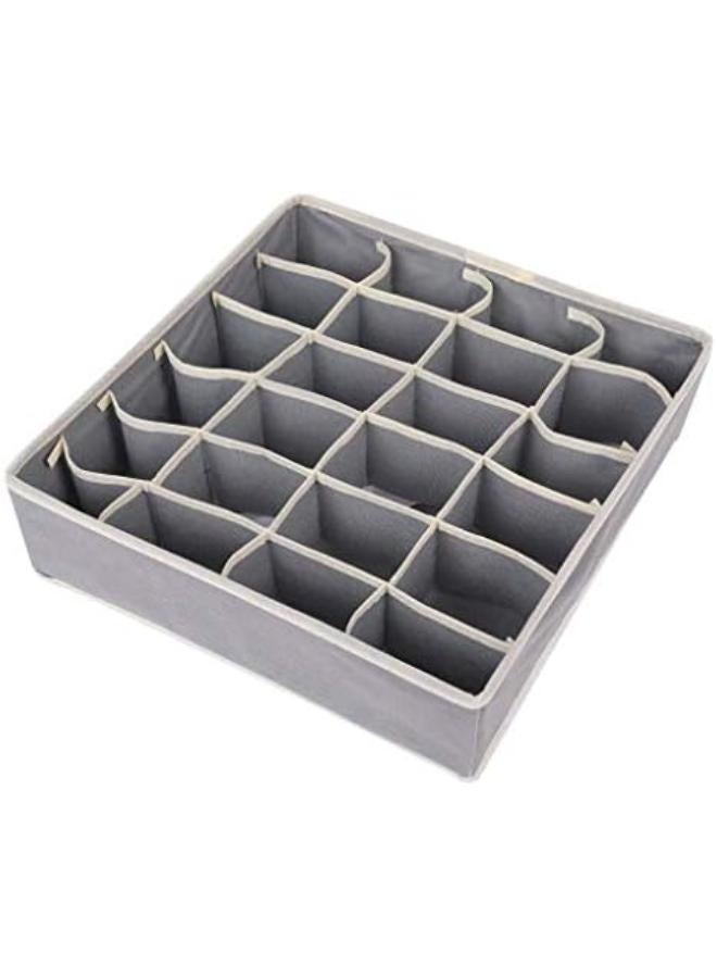 4 Pack Gray Folding Closet Underwear Wardrobe Closet Organizer Drawer Divider Storage Boxes For Underwear Bra Sock Ties Scarves 6/7/8/24 Cells Non-Woven Moisture-Proof Fabric - Image 3