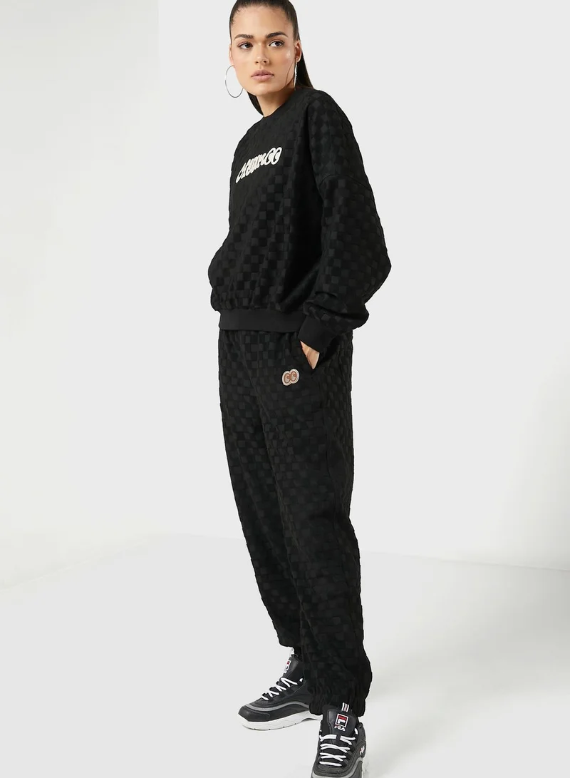 Mini Cream Checkered Printed Sweatshirt