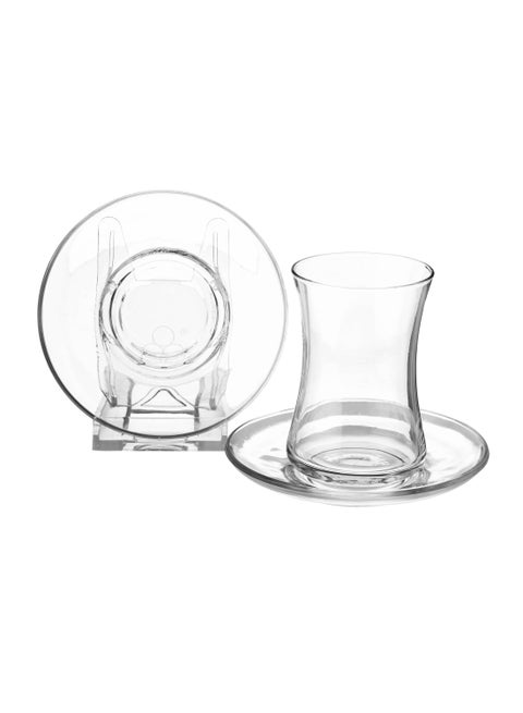 Turkish tea set transparent glass consisting of 6 cups and 6 saucers