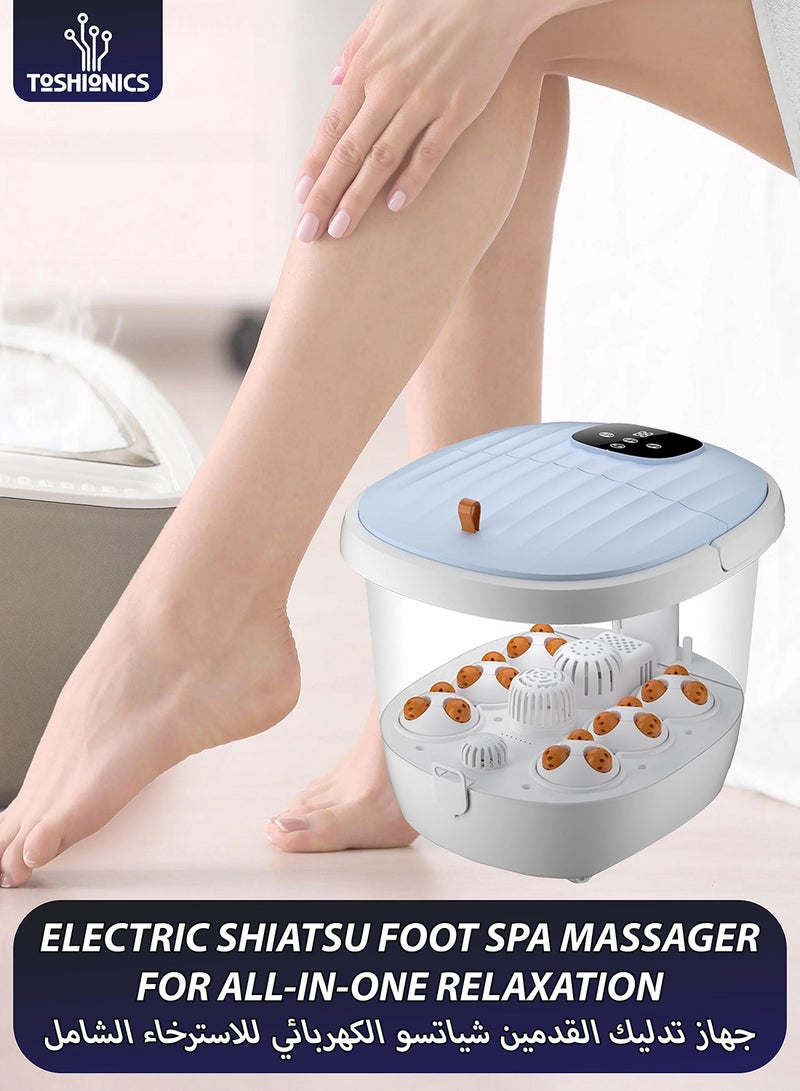 Toshionics Electric Shiatsu Foot Spa Massager with LED Display Intelligent Temperature Control Timer Herbal Soak Motorized Rollers Heat Bubbles Vibration Portable and Foldable Foot Bath for Pain Relief Blood Circulation and Foot Care - Image 1