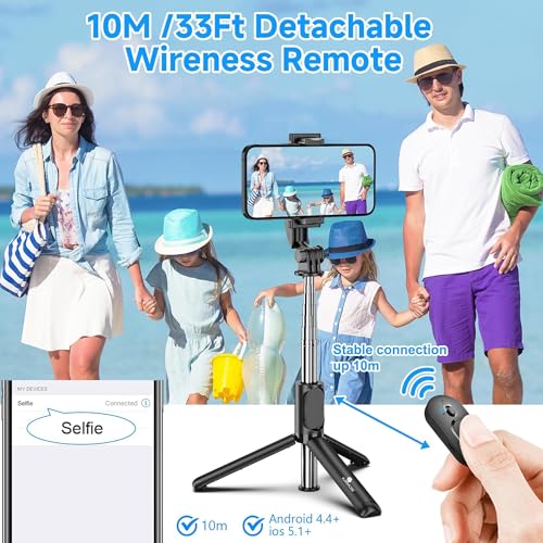 Kratos Upgraded 2026 Selfie Stick Stand,Extendable Selfie Stick for Mobile Phone with Bluetooth Remote,3-in-1 Multifunctional Design for All Smartphines Phones - Image 4