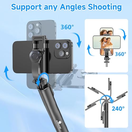 Kratos Upgraded 2026 Selfie Stick Stand,Extendable Selfie Stick for Mobile Phone with Bluetooth Remote,3-in-1 Multifunctional Design for All Smartphines Phones - Image 2