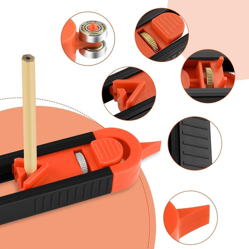 Precision Contour Tracing Tool With Lock Ruler And Pencil For Woodworking - Image 4