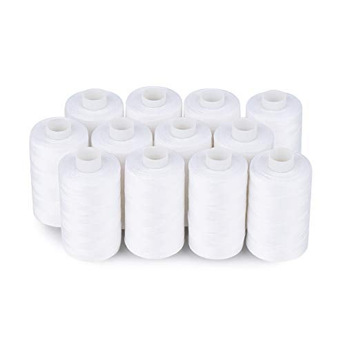 Simthread All Purposes Cotton Quilting Thread 50s/3 Thread for Piecing Sewing etc - 550 Yards Each (12 White) - Image 1
