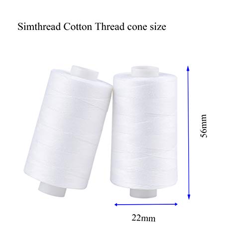 Simthread All Purposes Cotton Quilting Thread 50s/3 Thread for Piecing Sewing etc - 550 Yards Each (12 White) - Image 4