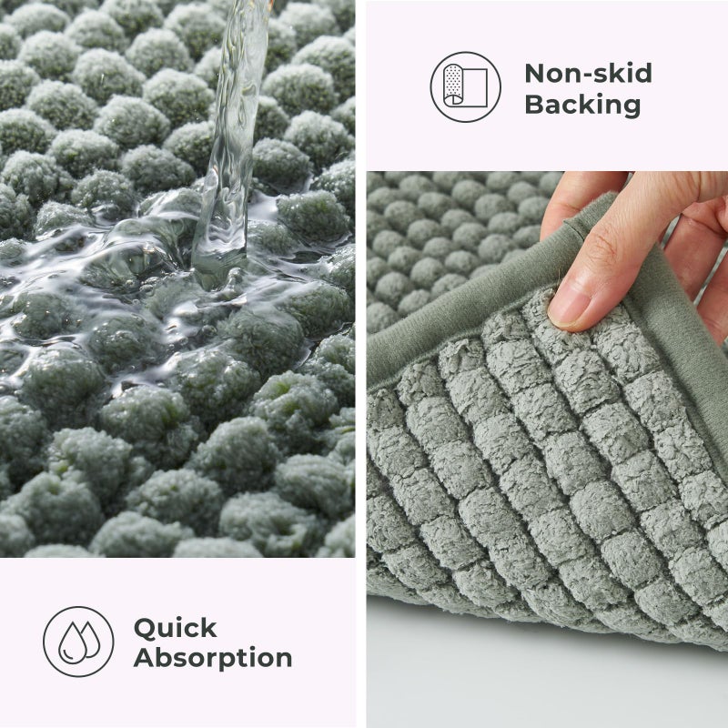 FRESHMINT Thick Chunky Chenille Bathroom Rugs 24""x36""  Non Slip Bath Mat for Bathroom Floor  Large Soft Bathroom Decor Accessories  Cute Shower Mat Water Absorbent  Washable  Sage Green - Image 4