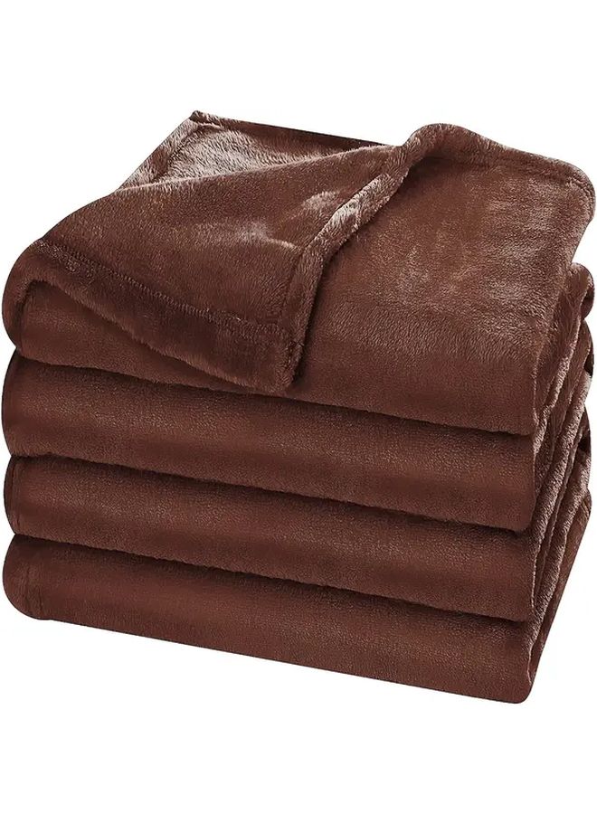 Coffee Color Fleece Throw Blanket 59x79 Inch Super Soft Warm Plush for Bed Couch Travel - Image 1