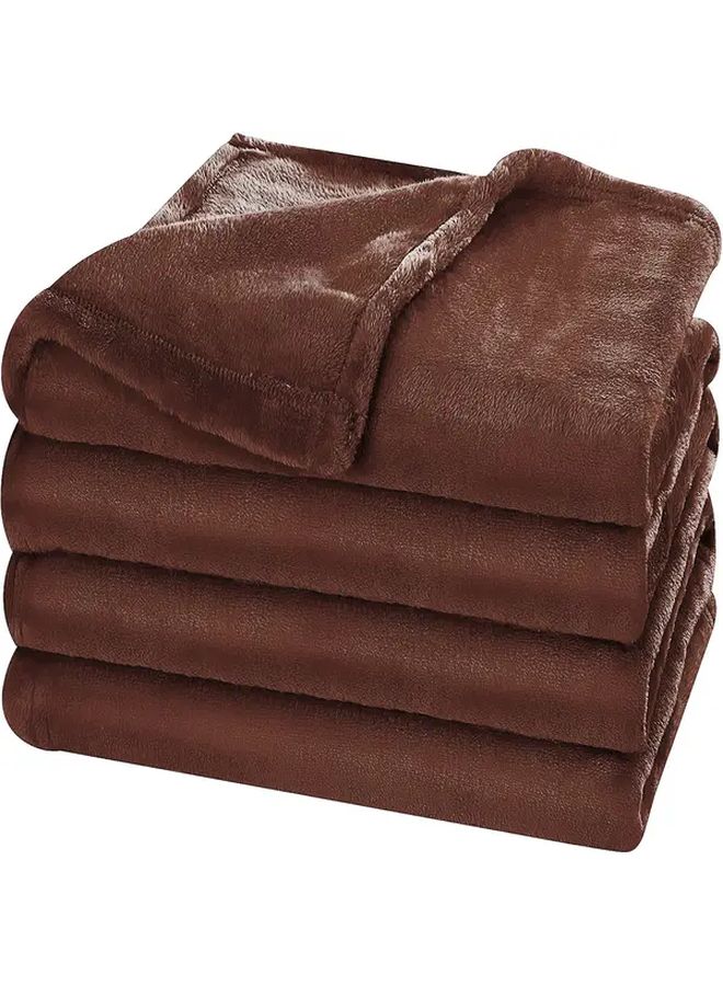 Coffee Color Fleece Throw Blanket 59x79 Inch Super Soft Warm Plush for Bed Couch Travel - Image 3