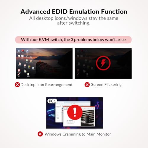 v AV Access AV Access KVM Switch Docking Station for 2 Monitors 2 Computers, 4K KVM Switch Dual Monitor for Laptop & Desktop, EDID, 1G Ethernet, 100W USB-C Charging, 3X USB 3.0, Ideal for Home Office & Gaming - Image 5