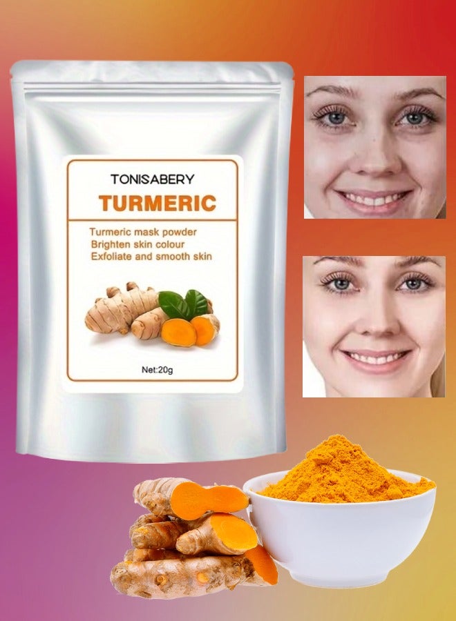 TONISABERY مسحوق قناع الوجه بالكركم مسحوق قناع تقشير الوجه بالكركم لتفتيح لون البشرة وتقشير البشرة وتنعيمها والتحكم في الزيت البارد وشد المسام وإصلاح الاحمرار والحكة الجافة 20 جم - Image 1