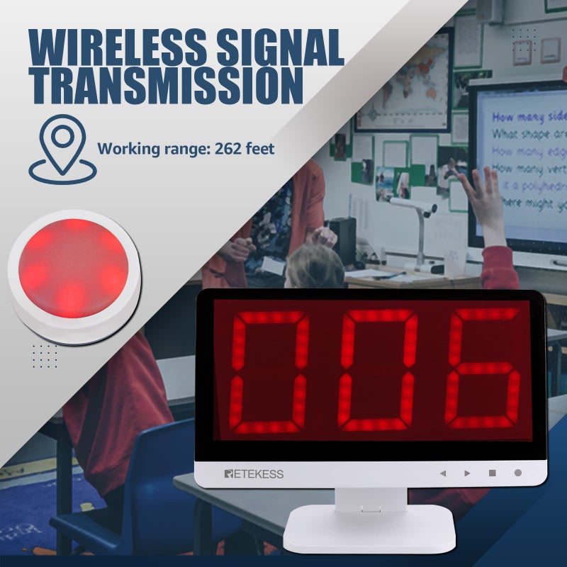 Retekess TM101 Wireless Quiz Answer Game Buzzer System,15-Level Volume,Add Up to 32 Buttons,262ft, 6 Buzzers for Game Show,Family Game Nights,Learning Resources for Classroom,School - Image 2