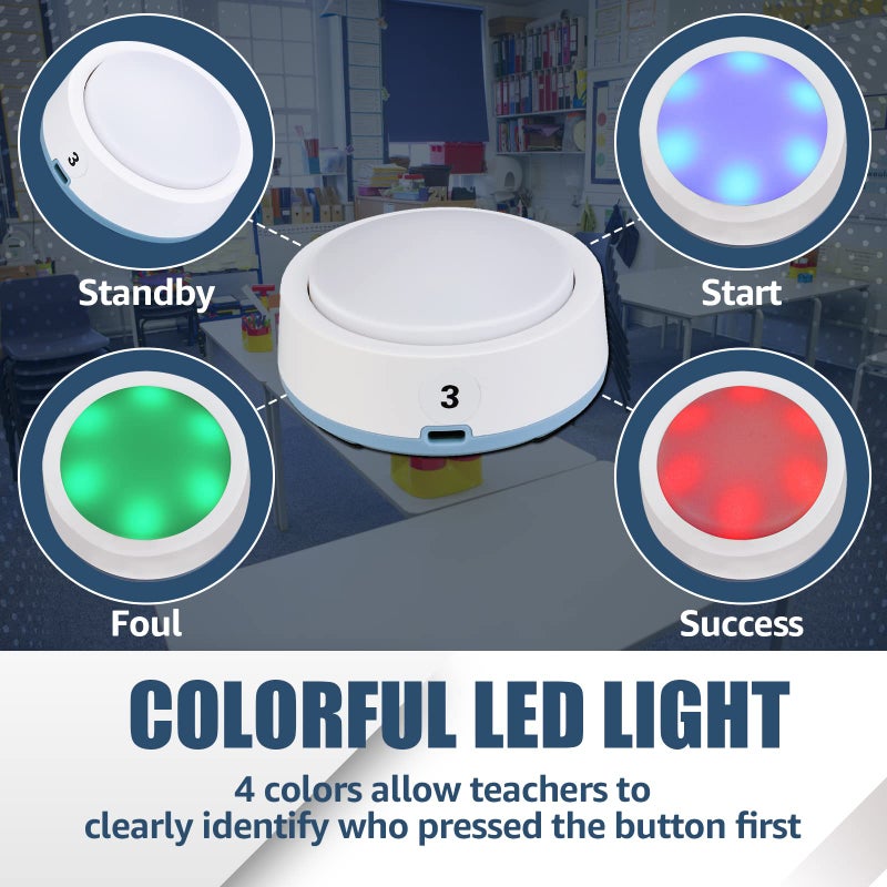 Retekess TM101 Wireless Quiz Answer Game Buzzer System,15-Level Volume,Add Up to 32 Buttons,262ft, 6 Buzzers for Game Show,Family Game Nights,Learning Resources for Classroom,School - Image 4