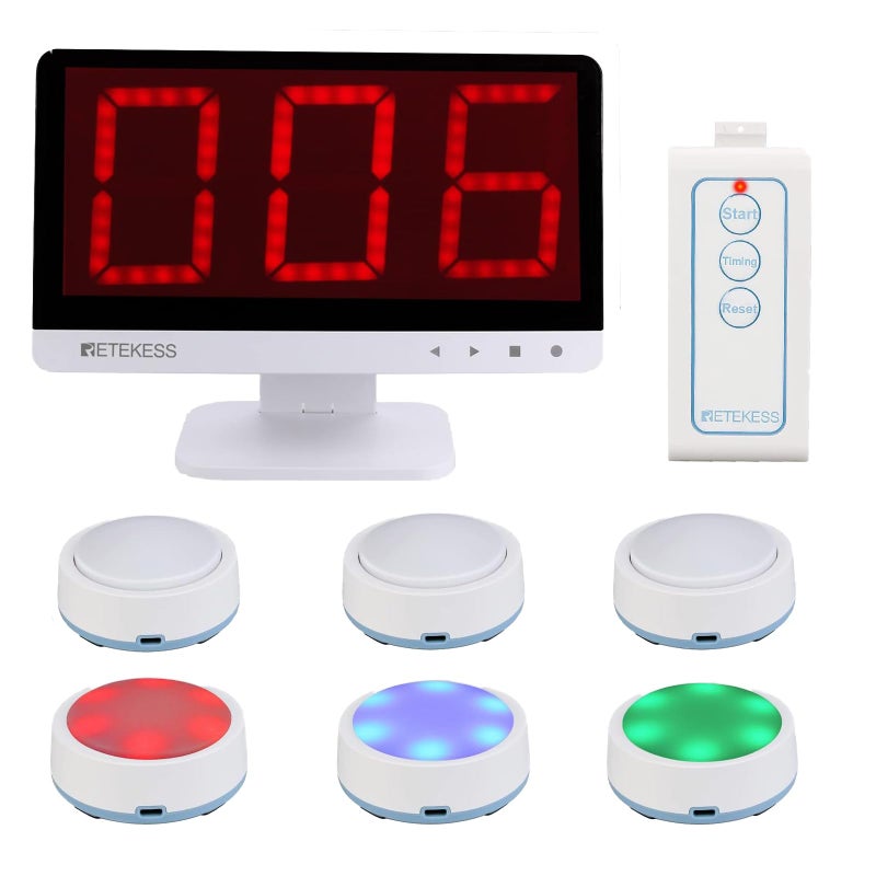 Retekess TM101 Wireless Quiz Answer Game Buzzer System,15-Level Volume,Add Up to 32 Buttons,262ft, 6 Buzzers for Game Show,Family Game Nights,Learning Resources for Classroom,School - Image 1