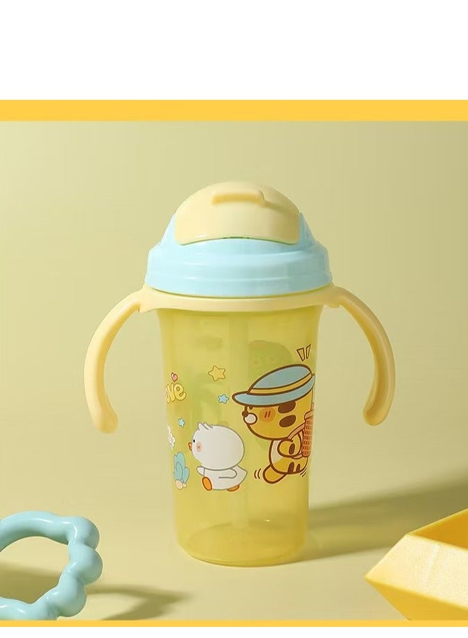 Milestones Sippy Cup with Straw and Handles,Training Cup-300ML-Cat & Duck - Image 1