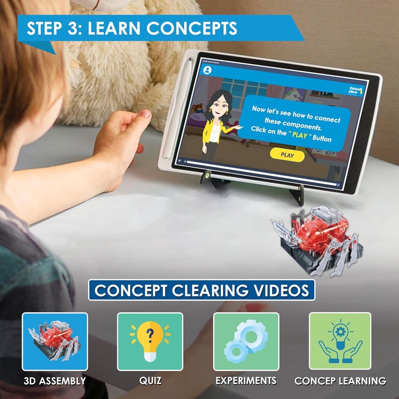 ThinkerPlace مجموعة DIY لروبوت الخنفساء من ثينكر بليس | بناء، تعلم والعب | لعبة STEM للأطفال من عمر 8 سنوات فما فوق | مجموعة تعلم الروبوتات مع تجربة الواقع المعزز | لعبة تعليمية ممتعة - Image 4