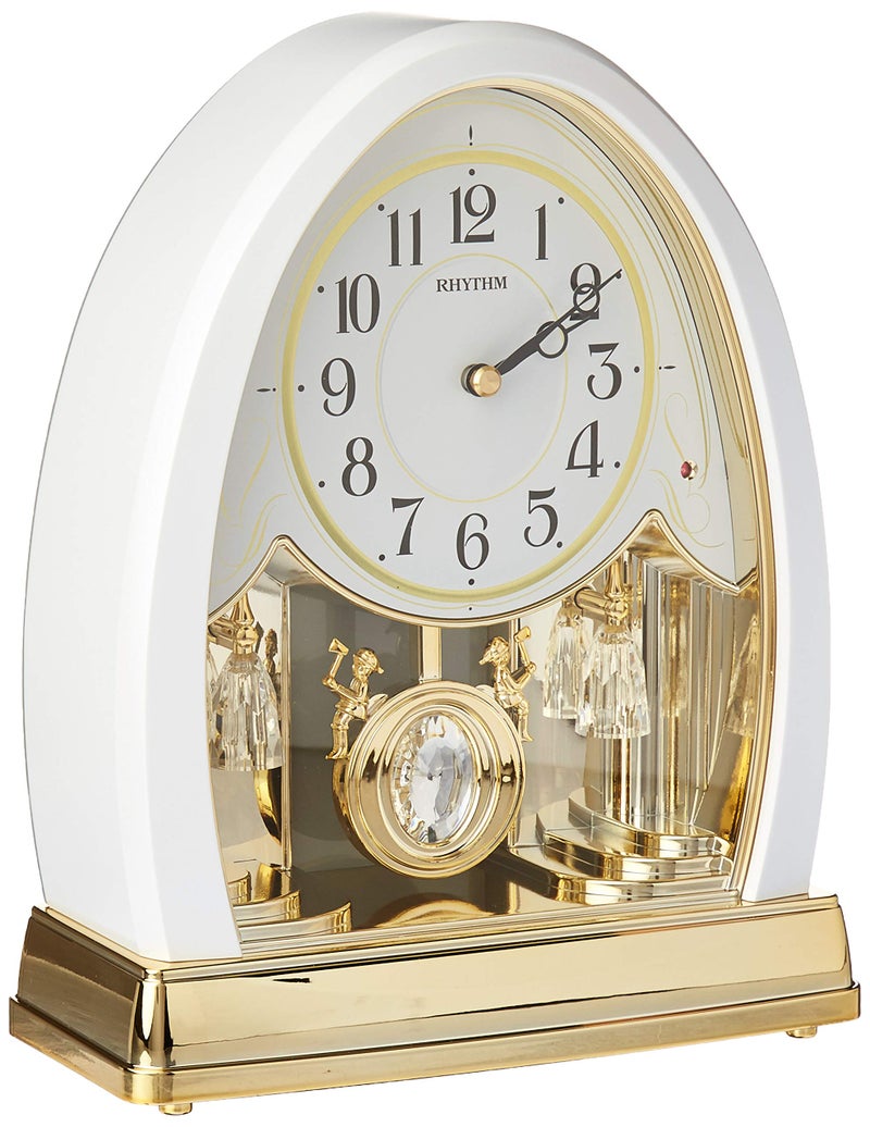 Rhythm Rhythm Clocks Joyful Crystal Pearl Musical Mantel Clock 