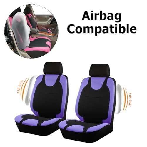 Bittwee 9PCS Car Seat Covers Full Set, Polyester Washable Vehicle 5-Seats Protectors with Headrest Cover, Comfortable Automobile Seat Interior Protection, Universal for Sedan Truck SUV (Purple) - Image 4
