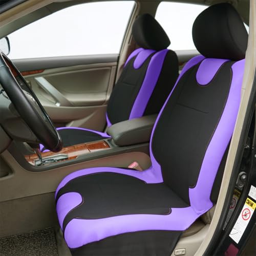 Bittwee 9PCS Car Seat Covers Full Set, Polyester Washable Vehicle 5-Seats Protectors with Headrest Cover, Comfortable Automobile Seat Interior Protection, Universal for Sedan Truck SUV (Purple) - Image 3