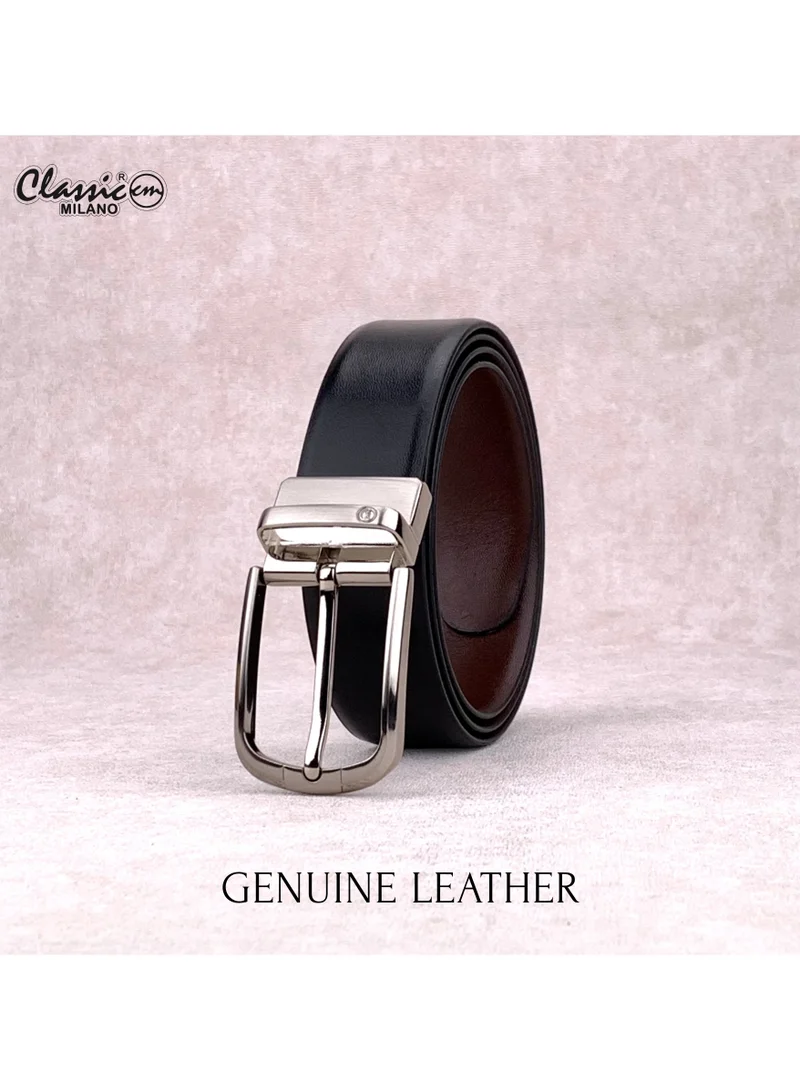Classic Milano Black Brown (Alaska) Classic Milano Genuine Leather Reversible Belt for Men, Black & Brown Formal Men's Belt for Business or Office Wear, Men's Leather Belt with Gift Box | 2 in 1 Belt (Pack of 1) for Men | Best Price UAE