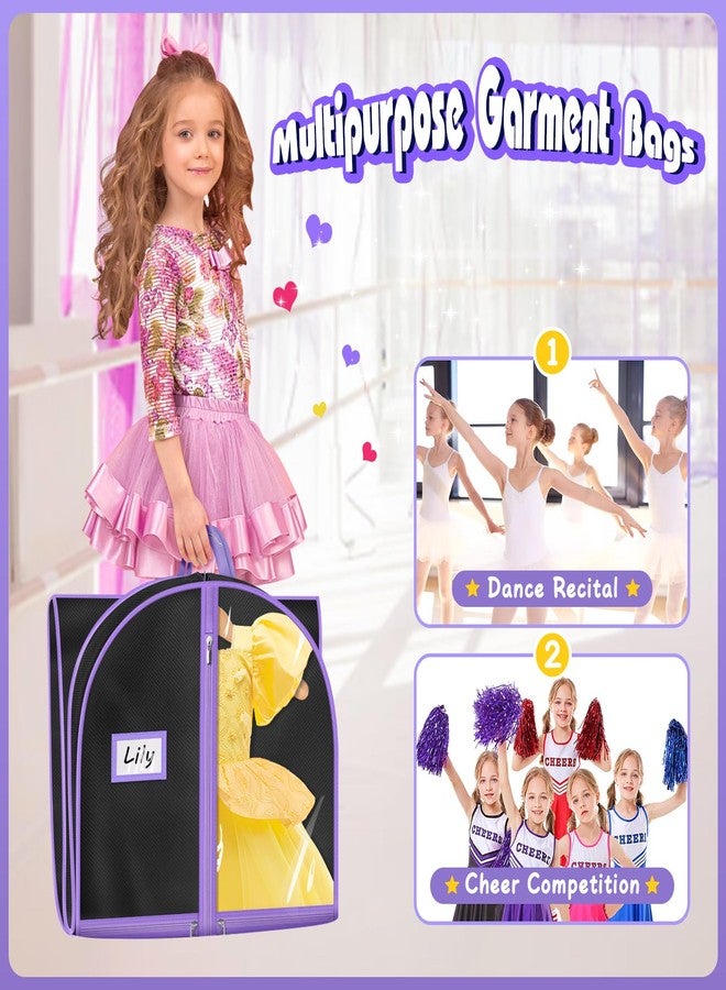 ميسلو حقائب ملابس رقص من ميسلو للراقصين، مزودة بأربعة جيوب، حقائب ملابس لأزياء الرقص، حقيبة ملابس للزي الرسمي للتشجيع مقاس 40 بوصة، حقيبة ملابس معلقة للأطفال، مناسبة للحفلات والمسابقات والسفر والتخزين، عبوة من 3 قطع. - Image 3
