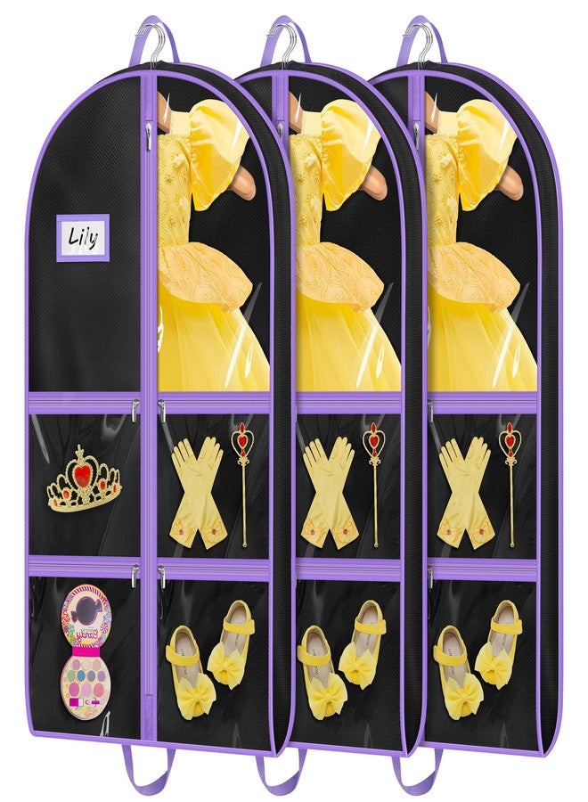 ميسلو حقائب ملابس رقص من ميسلو للراقصين، مزودة بأربعة جيوب، حقائب ملابس لأزياء الرقص، حقيبة ملابس للزي الرسمي للتشجيع مقاس 40 بوصة، حقيبة ملابس معلقة للأطفال، مناسبة للحفلات والمسابقات والسفر والتخزين، عبوة من 3 قطع. - Image 1