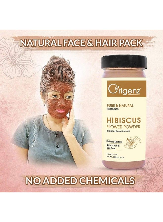 Origenz Pure Hibiscus Powder For Hair Care Skin Cleansing Conditioning Mask Face Pack Scrub Wash ; Rosasinensis ; 100Gm Pack Of 2 - Image 3