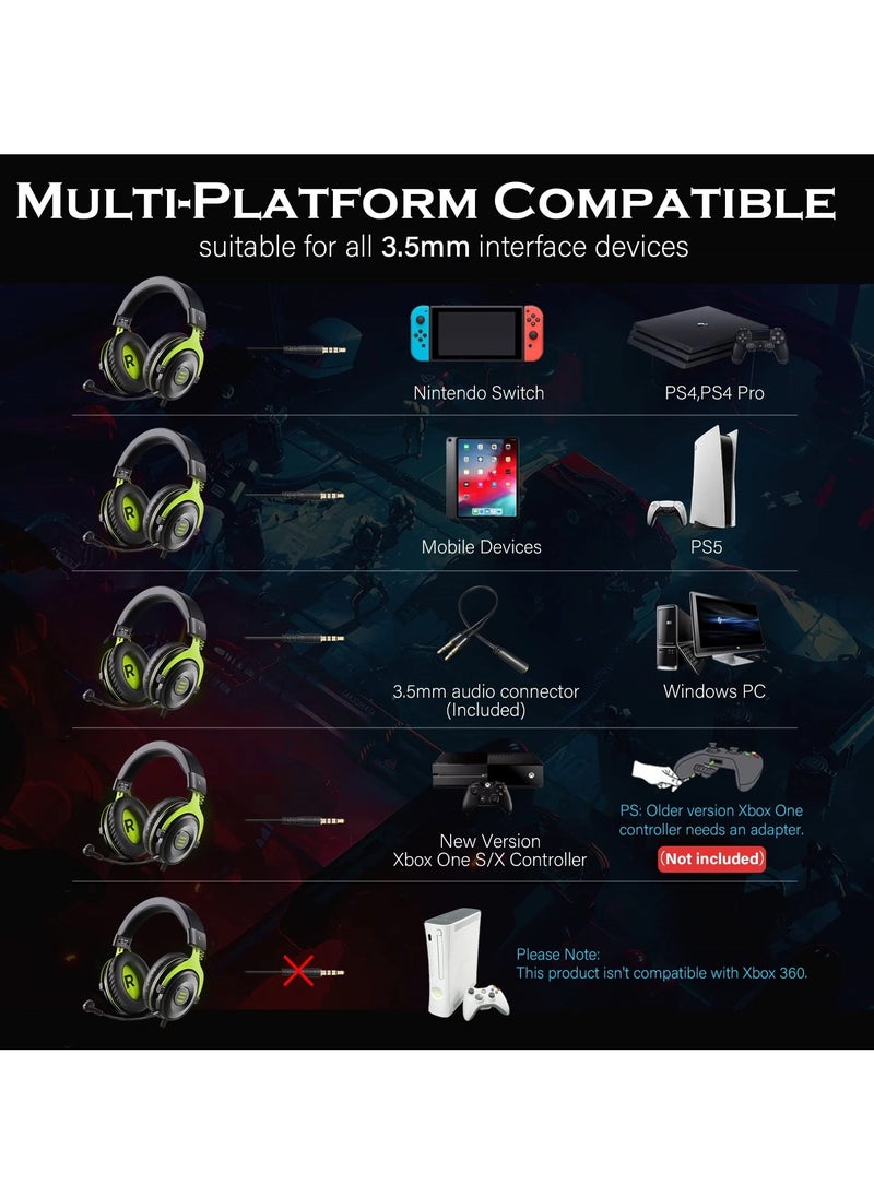 EKSA - E900 Gaming Headset for PC,PS4,Xbox One S/X, Nintendo Switch  - Computer Headset with Detachable Noise Cancelling Mic, 7.1 Surround Sound, 50MM Driver - Headphones with Microphone - Image 1