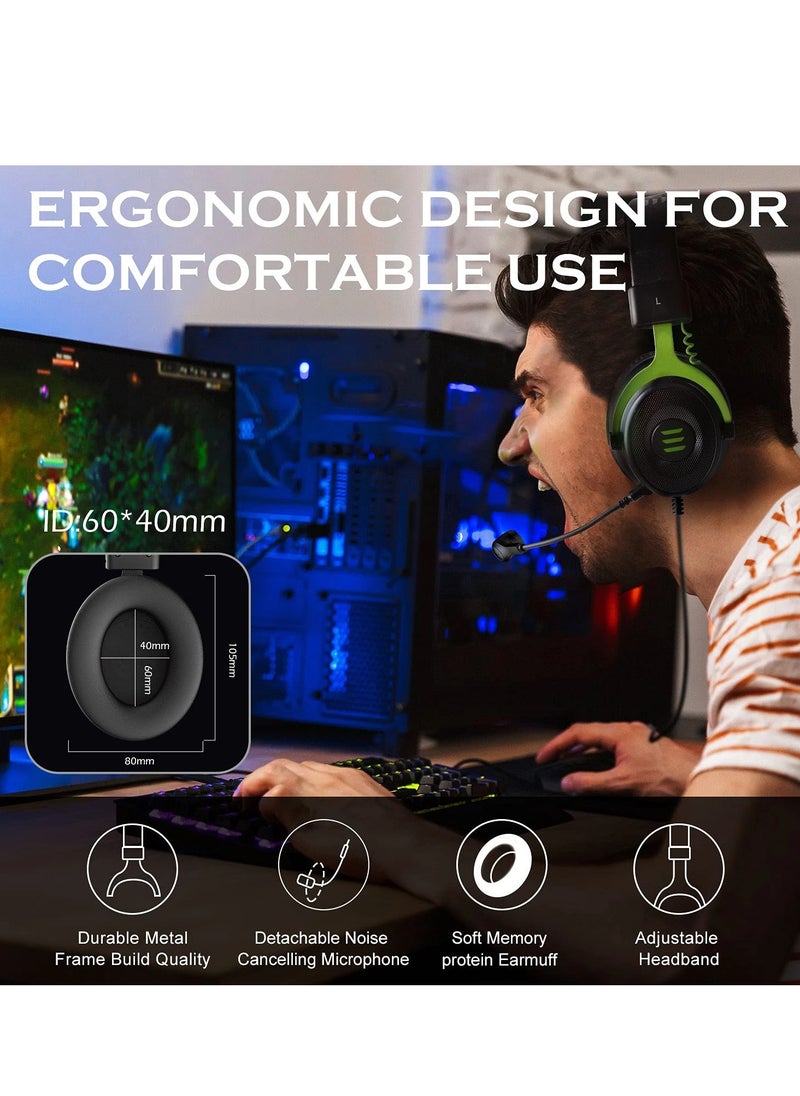 EKSA - E900 Gaming Headset for PC,PS4,Xbox One S/X, Nintendo Switch  - Computer Headset with Detachable Noise Cancelling Mic, 7.1 Surround Sound, 50MM Driver - Headphones with Microphone - Image 1