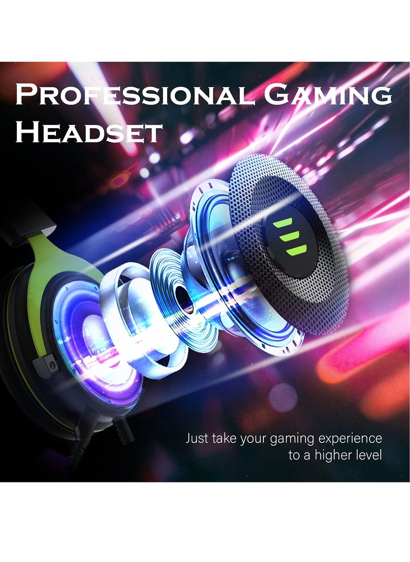 EKSA - E900 Gaming Headset for PC,PS4,Xbox One S/X, Nintendo Switch  - Computer Headset with Detachable Noise Cancelling Mic, 7.1 Surround Sound, 50MM Driver - Headphones with Microphone - Image 1