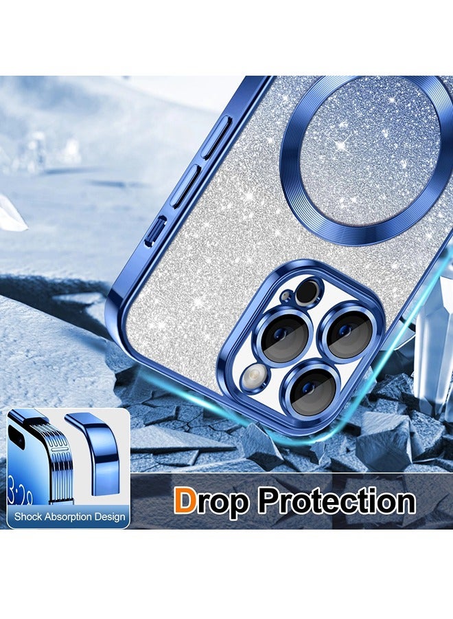 ShebSheb iPhone 14 Pro Max Case Clear Magnetic Glitter Phone Cases [Compatible with MagSafe] Full Camera Lens Protector Slim Gradient Sparkle Luxury Plating Shockproof Protective Cover Women  - Image 4