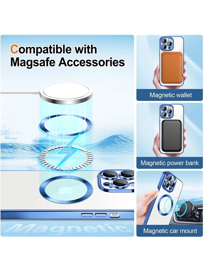 ShebSheb iPhone 14 Pro Max Case Clear Magnetic Glitter Phone Cases [Compatible with MagSafe] Full Camera Lens Protector Slim Gradient Sparkle Luxury Plating Shockproof Protective Cover Women  - Image 5