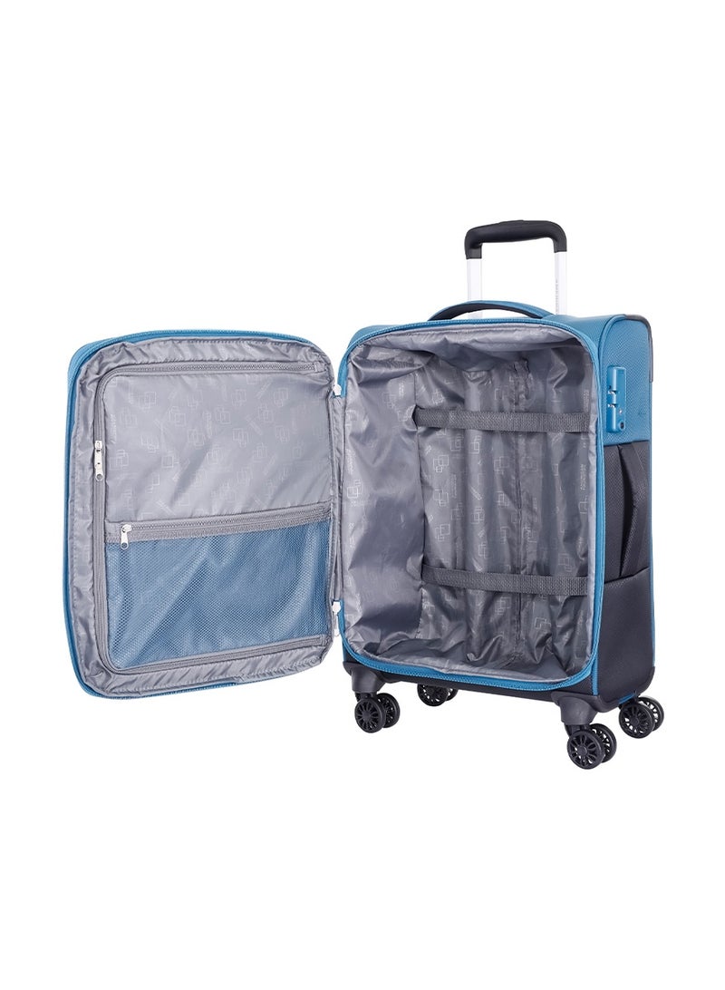 AMERICAN TOURISTER Dashway Suitcase, Cabin Size 58 cm / 20 inch, 4 Wheels, Soft Top, Polyester, Corsair Blue / Black|TSA Lock|Expandable|Inner Mesh Zippered Pocket|DuoSaf™ Security Zipper|Front Storage - 3 Years International Warranty - Image 4