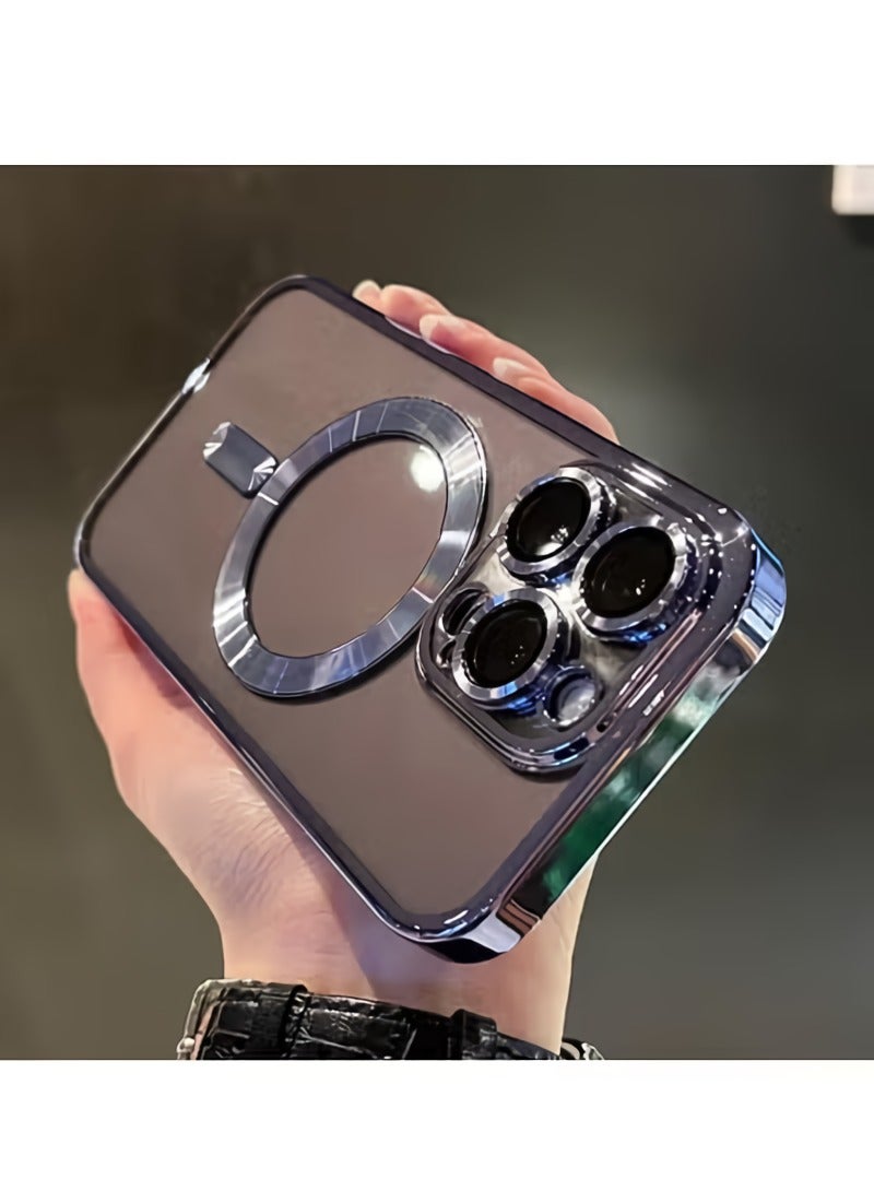 AROAQ Magnetic Case For iphone, Shockproof iPhone Bumper Cover, Plating For Magsafe Wireless Charge Case, Anti-scratch Mobile Protective Cover For iphone 15 Pro, ( Sierra Blue )